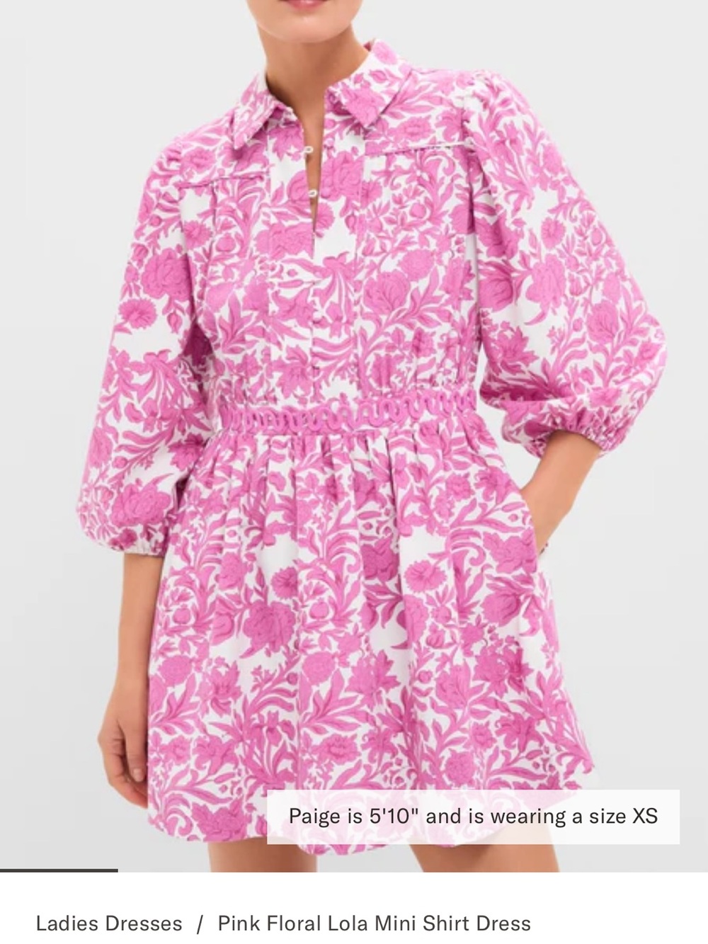 Tuckernuck Hyacinth House Pink Floral Mini Shirt Dress- XL